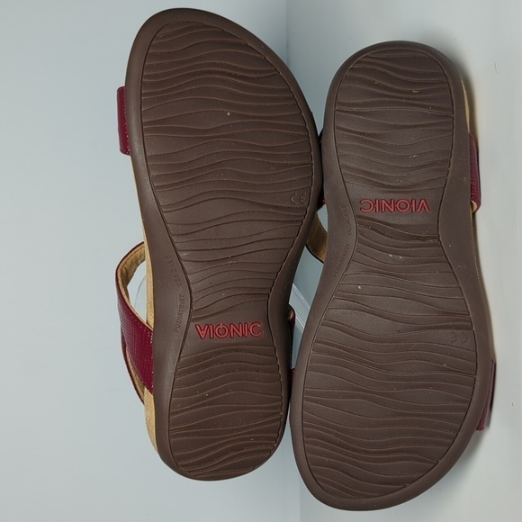 Vionic Farrah woven embossed burgundy sandals womans size 6.5 (wide) - Picture 10 of 16